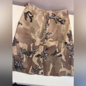 CCDK Suede Camouflage skirt with Sequin details knee length pencil size 8